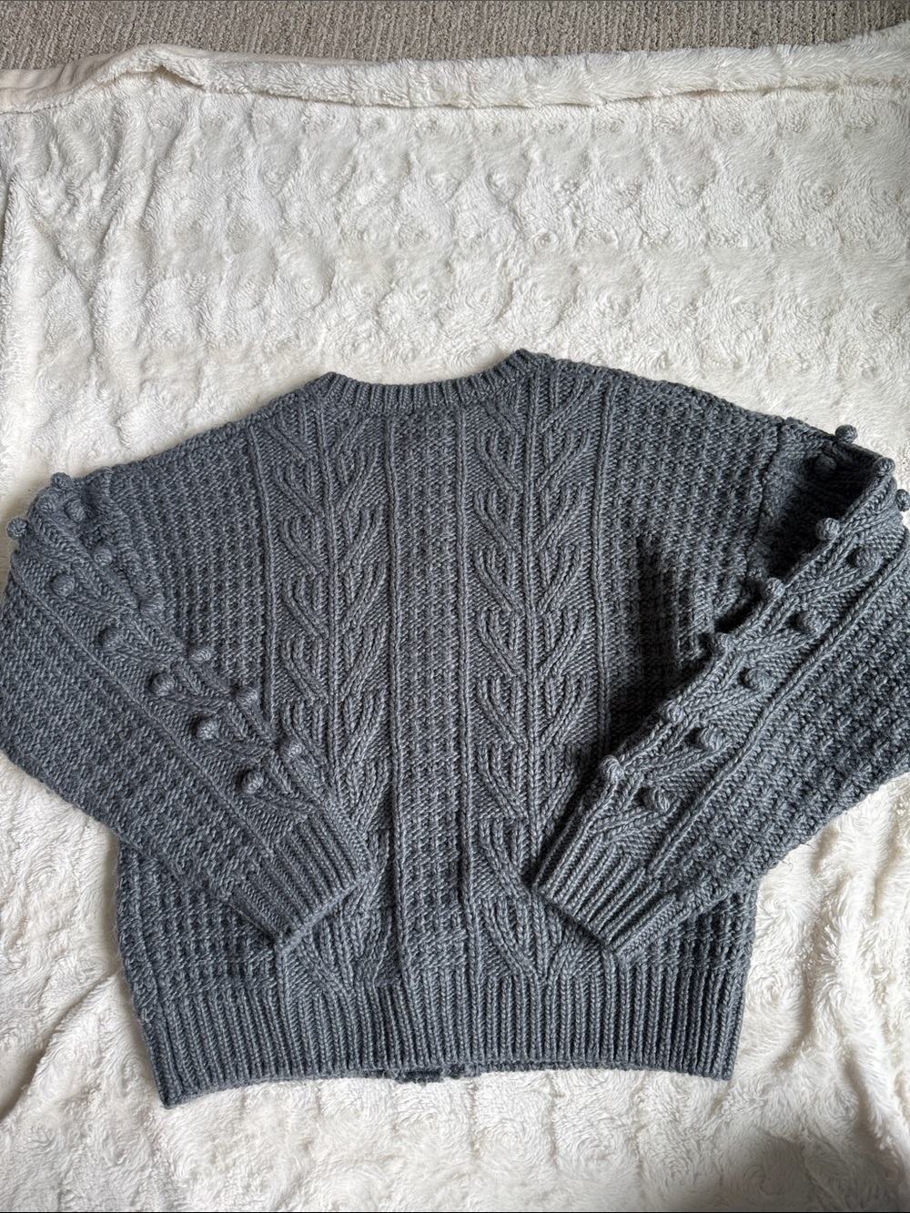 Rylee and Cru Chunky Knit Button-Front Sweater Cardigan in Charcoal Gray - Picture 4 of 4